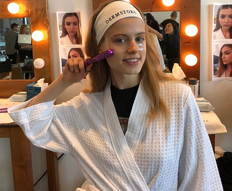 Model in Dermstore Robe using Nurse Jamie Uplift