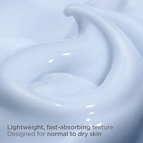 Image 1, lightweight, fast absorbing texture designed for normal to dry skin. image 2, apply morning and night onto clean, dry skin massaging into face and neck until completely absorbed. hyalyronic moisture normal to dry skin.