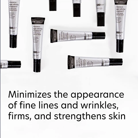 Image 1 - Multiple tubes of anti-aging cream are arranged on a light background, with the text Minimized the appearance of fine lines and wrinkles, firms, and strengthens skin.
Image 2 - A clear glass dish contains a yellowish substance in the center, with text on the left listing ingredients and their benefits: Retinol (Vitamin A) (0.5%) helps promote a clear complexion and an even skin tone, Myristoyl Nonapeptide-3 supports skin-strengthening, Orange Stem Cell Extract improves skin elasticity and firmness to reduce fine lines and wrinkles, and Niacinamide hydrates the skin.
Image 3 - Image shows a skincare application guide with two steps: the top section displays five tubes of skincare products on a gray background, and the bottom section features a woman with short gray hair applying lotion to her face, with visible text describing the steps for application. The text reads: How to Apply, STEP 1: In the evening only, apply a pea-sized amount after cleansing. Follow with the appropriate moisturizer. In the morning wear a broad spectrum SPF. STEP 2: Use twice per week, gradually increasing application frequency to every other night, and then advancing to each evening or as tolerated.
Image 4 - Three women of diverse backgrounds smile together, with the text above them stating, For oily, combination and normal skin for preventative and aging skin concerns.
Image 5 - Image shows a blue laboratory flask icon above text stating Innovators in healthy skin for 30 years At PCA SKIN®, we use clinically-backed research and science to develop safe and effective products that deliver visible results for healthy, beautiful skin.