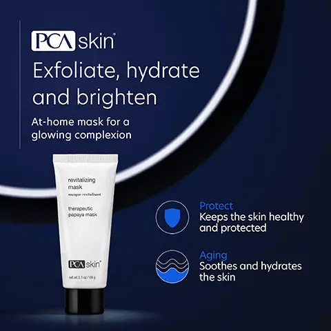 Image 1: Exfoliate hydrate and brighten at home mask for a glowing complexion, protect keeps the skin healthy and protected and aging that soothes and hydrates the skin. Image 2: we've put our best into helping you feel your best. papaya fruit enzyme, gentle exfoliant and effective in purifying the skin. green tea extract an antioxidant containing beneficial vitamins, minerals and oils. vitamin e, an antioxidant and emollient. Image 3: Complete the regimen: Facial wash removes makeup, oil dirt and environmental impurities, revitalising mask calms and exfoliates the skin leaving a glowing complexion, rebalance hydrates calms and soothes normal to sensitive skin, sheer tint broad spectrum SPF 45 provides sheer protection with an antioxidant boost. Image 4: 5 star customer rating: after 5 minutes my skin felt like velvet. Love this mask for a quick refreshing glow