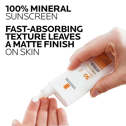 Image 1 - A hand dispenses white cream from a sunscreen tube onto a finger, with text overlay reading 100% MINERAL SUNSCREEN FAST-ABSORBING TEXTURE LEAVES A MATTE FINISH ON SKIN and text on the bottle reading LA ROCHE-POSAY LABORATOIRE DERMATOLOGIQUE SHAKA SHAKE Mineral BROAD SPECTRUM SPF 50 FACE ANTHELIOS LIGHT CELL-OX SHIELD UVA/UVB Protection + Antioxidants Tested on sensitive skin. Fragrance-free. WATER RESISTANT 40 MINUTES 1.7 FL. OZ. - 50mL. Image 2 - White drops and smear of liquid on white background with text labels that read CELL-OX SHIELD® TECHNOLOGY UVA/UVB PROTECTION + ANTIOXIDANTS, LIGHTWEIGHT, FLUID TEXTURE, BROAD SPECTRUM SPF 50 100% MINERAL UV FILTERS. Image 3 - A hand holds a bottle of La Roche-Posay sunscreen next to text that reads: DERMATOLOGIST RECOMMENDED Antioxidants have been shown to help fight against damaging free radicals that can accelerate skin aging. La Roche-Posay sunscreens incorporate antioxidants to help fight free radicals caused by the sun. Board Certified Dermatologist, Dr. Rina Allawh. LA ROCHE-POSAY LABORATOIRE DERMATOLOGIQUE 50 Face BROAD SPECTRUM SPF 50 Mineral ANTHELIOS LIGHT FLUID SUNSCREEN SHAKA SHAKE with CELL-OX SHIELD® UVA/UVB Protection + Antioxidants Tested on sensitive skin. Fragrance-free WATER RESISTANT (40 MINUTES) 1.7 FL.OZ - 50 mL. Image 4 - Graphic showing three circular images with text describing key dermatological ingredients: KEY DERMATOLOGICAL INGREDIENTS CELL-OX SHIELD® TECHNOLOGY UVA/UVB PROTECTION + ANTIOXIDANTS Photostable UVA/UVB filters and powerful antioxidant protection BROAD SPECTRUM SPF 50 100% MINERAL UV FILTERS Titanium Dioxide 6% Zinc Oxide 5% LA ROCHE-POSAY THERMAL SPRING WATER SOOTHING ANTIOXIDANT A unique water rich in selenium, a natural antioxidant. Image 5 - A hand squeezes white sunscreen from a La Roche-Posay Anthelios SPF 50 bottle onto a finger, with text on an orange background reading APPLY TO FACE 15 MINUTES PRIOR TO SUN EXPOSURE CAN BE USED ALONE OR UNDER MAKEUP. Image 6 - The image shows the La Roche Posay logo and LABORATOIRE DERMATOLOGIQUE with four icons and text labels indicating DERMATOLOGIST TESTED, ALLERGY TESTED, OIL-FREE / NON-COMEDOGENIC, and FRAGRANCE-FREE.