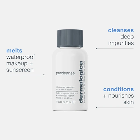 Image 1, cleanses deep impurities, melts waterpoof makeup and sunscreen, conditions and nourishes skin. image 2, apricot kernel oil helps maintan skins protective barrier. lavender oil helps sooth and purify skin. sunflower oil reduces stressed skin.