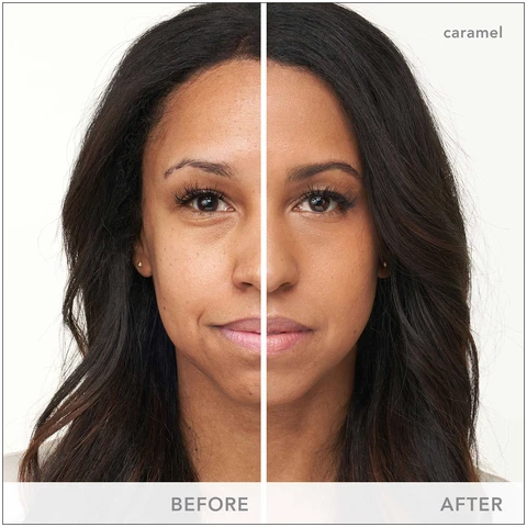 image 1 and 2, before after. image 3 and 4, find your perfect match. amazing base loose mineral powder.