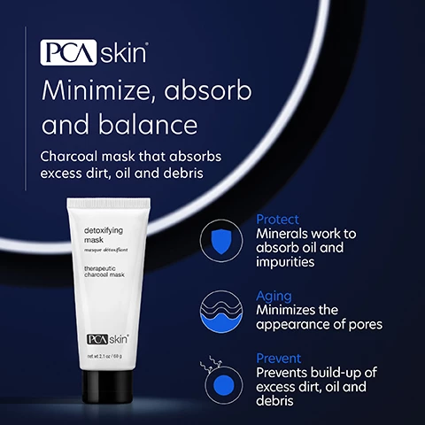 Image 1, minimize, absorb and balance. charcoal mask that absorbs excess dirt, oil and debris. protect, mineral work to absorb oil and impurities. aging, minimizes the appearance of pores. prevent, prevents build up of excess dirt, oil and debris. Image 2, we've put our best into helping you feel your best. japanese white charcoal = absorbs oil and impurities from while detoxifying the skin. kaolin = absorbs oil and impurities helping to clear pores. magnesium aluminum silicate = a clay derived mineral that supports skin clearing. Image 2, verified customer review - my pores basically evaporated and i'm glowing, i love how easy it foes on and how fast it dries.