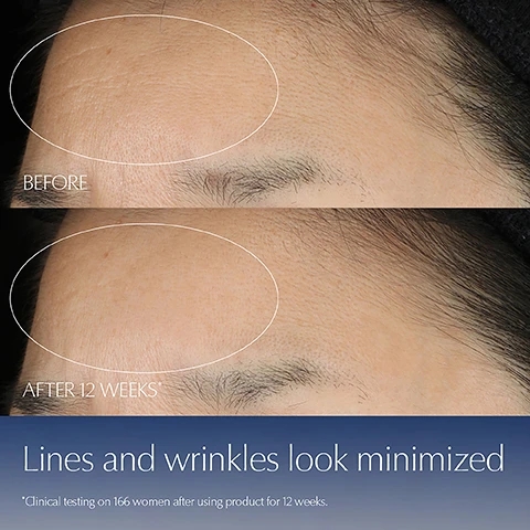 Image 1 - Before and after image showing reduced lines and wrinkles on a forehead with the text BEFORE AFTER 12 WEEKS* Lines and wrinkles look minimized *Clinical testing on 166 women after using product for 12 weeks.
Image 2 - A bottle of Estee Lauder Advanced Night Repair serum is shown with three petri dishes containing liquids representing its ingredients or effects, with text labels saying WITH EXCLUSIVE PEPTIDE, ANTI-OXIDANT POWER, HYALURONIC ACID, and text on the bottle reading ESTĒE LAUDER Advanced Night Repair Synchronized Multi-Recovery Complex Complexe multi-réparation synchronisée.
Image 3 - A pipette creates drops of golden serum on a gray surface next to the text THE POWER OF 7 Serums in 1 with a list of benefits: Visible Line Reduction, Firmness, Even Tone, Strengthening, Hydration, Radiance, Anti-Oxidant Protection.
Image 4 - Close-up of a womans face resting on her hand, wearing a white shirt, with the text Look like you got your 8 hours of beauty sleep.
Image 5 - A close-up view of skin showing a before and after comparison with text reading BEFORE, AFTER 12 WEEKS*, Skin looks more even, and *Clinical testing on 166 women after using product for 12 weeks.
Image 6 - Close-up of a smiling woman applying serum to her face with a dropper, with text reading IN JUST ONE SLEEP +128% moisture* *Clinical testing on 148 women after 1 product application.
Image 7 - A product image features a bottle of Estée Lauder Advanced Night Repair serum and includes visible text that reads LIGHTWEIGHT OIL-FREE TEXTURE REDUCES THE LOOK OF MULTIPLE SIGNS OF AGING 72-HOUR HYDRATION WITH HYALURONIC ACID ESTĒE LAUDER Advanced Night Repair Synchronized Multi-Recovery Complex Complexe multi-réparation synchronisée.
Image 8 - Close-up split image comparing skin texture before treatment and after 12 weeks of treatment, with text BEFORE, AFTER 12 WEEKS*, Pores appear minimized, *Clinical testing on 166 women after using product for 12 weeks.
Image 9 - Two Estee Lauder Advanced Night Repair serum bottles, one upright and one tilted, with drops of serum visible, with text reading ESTEE LAUDER Advanced Night Repair Synchronized Multi-Recovery Complex Complex multi-réparation synchronisée ESTEE LAUDER Advanced Night Repair Rescue Solution with Bifidus Ferment Concentré apaisant With our EXCLUSIVE Night Peptide.
Image 10 - Estée Lauder products arranged with arrows and text describing The Night Repair Ritual: 1. CLEANSE, 2. SOOTHE, 3. RENEW, 4. BRIGHTEN EYES.
Image 11 - A flat lay of Estée Lauder skincare products arranged and labeled as steps in a ritual, with visible text reading THE NIGHT REPAIR RITUAL, 1 CLEANSING BALM, 2 RESCUE SOLUTION, 3 REPAIR SERUM, 4 EYE GEL-CREME, 5 NEW NIGHT CREME, 6 NEW OVERNIGHT TREATMENT, and the brand name ESTEE LAUDER appears on the products.
Image 12 - A graphic displays a daily skincare regimen with three Estée Lauder products and the text Daily Skincare Regimen Beautiful skin starts here. All you need are a few high-performance formulas targeted to your skin’s specific needs. 1. Serum Powerful, targeted anti-aging treatment. WE RECOMMEND Advanced Night Repair Serum. 2. Moisturizer Intense hydration, plus targeted anti-aging technologies. WE RECOMMEND Revitalizing Supreme+ Creme. 3. Eye Cream Targeted treatment. Richly hydrating, highly effective—and gentle. WE RECOMMEND Advanced Night Repair Eye Gel-Creme.