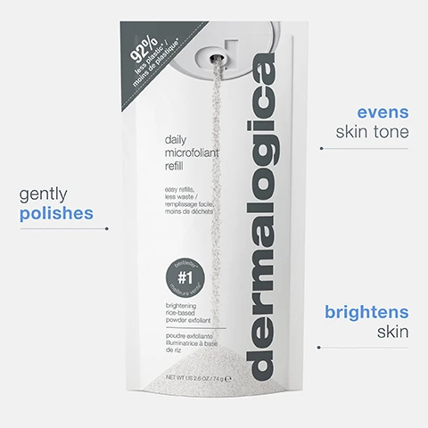 Image 1, gently polishes, evens skin tone, brightens skin. image 2, before and after 4 weeks. independent clinical results with 35 volunteers in a 4 week test. image 3, before and after 1 week, independent US study with 30 volunteers in a 4 week test. image 4, rice = smoothes skin texture. salicylic acid = helps clear impacted follicles and minimize acne formation. colloidal oatmeal - calms and soothes skin.
