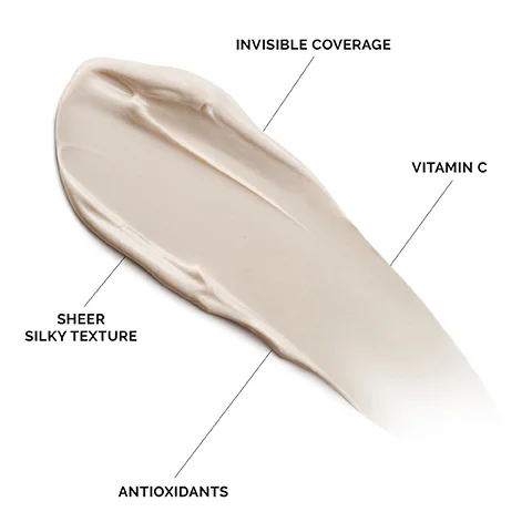 invisible coverage, sheer silky texture, antioxidants, vitamin C