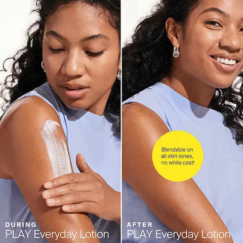 Image 1, Blendable on all skin tones, no white cast! DURING PLAY Everyday Lotion AFTER PLAY Everyday Lotion Image 2, THE FEEL-GOOD SUNSCREEN LOTION Protects with SPF 50 Made for active days Water- & sweat-resistant for 80 minutes For face & body Image 3, Perfect for active days in the sun Nourishes skin with proven ingredients Helps prevent photoaging and dehydration Protects skin with SPF 50 Image 4, Skin looks hydrated with no white cast Image 5, BEHIND THE BOTTLE KEY INGREDIENTS SUNFLOWER EXTRACT Helps defend skin from external environmental elements NATURAL AROMATIC EXTRACTS Basil, eucalyptus & more provide a fresh scent Supergoop! PLAY 50 EVERYDAY LOTION With Surviwer Extract ROSEMARY AND RICE BRAN EXTRACTS Provide calming hydration & help condition & soften skin BROAD SPECTRUM SPF 50 Protects skin against UVA & UVB rays Image 6, Lightweight, water-resistant face & body lotion Image 7, Jumbo Pump 18 fl. oz. Original 5.5 fl. oz. Supergoop! PLAY EVERYDAY LOTION Supergoop! PLAY Travel Supergoop! PLAY 2.4 fl. oz. EVERYDAY LOTION EVERYDAY LOTION Image 8, READY. SET. PLAY! High-performance sunscreen for every adventure and activity PLAY