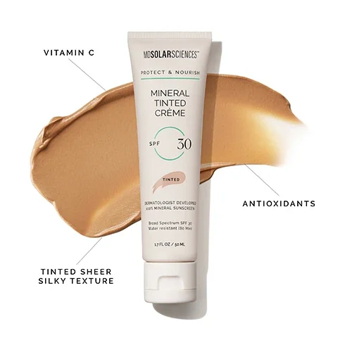 vitamin c, antioxidants, tinted sheer silky texture.