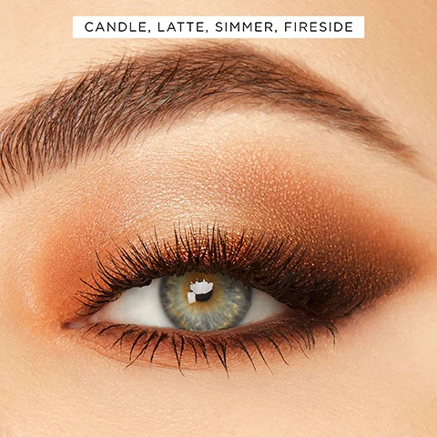 Image 1, candle, latte simmer and fireside. image 2, fireside and flame. image 3, swatches of fireside, simmer, latte, candle, cozy, flame, warmth, cashmere, crackle, sunset, sunrise and s'more. image 4, crackle, flame and cozy. image 5, cozy and shimmer. image 6, s'more, sunrise, sunset and crackle.