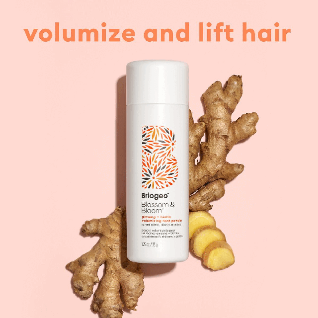 Image 1, volumize and lift hair. Image 2, before and after. Image 3, ingredients and their benefits. Image 4, blossom and bloom collection. Image 5, 6 free hair care