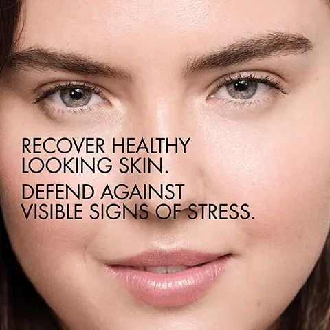 Image 1, Recover healthy looking skin. Defend against visible signs of stress. Image 2, Radiance enhanced +45%, texture improved +28% and fine lines reduced -23%. Image 3, fast absorbing concentrate and precision dose dropper.