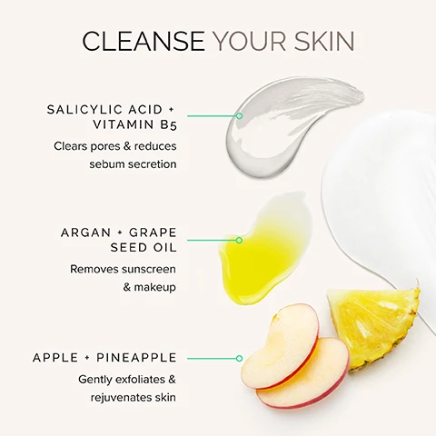 Image 2-dermstore-en_US - An infographic displays three sets of ingredients and their benefits for skin: a white cream swirl for Salicylic Acid + Vitamin B5 that clears pores and reduces sebum secretion, a yellow oil puddle for Argan + Grape Seed Oil that removes sunscreen and makeup, and slices of apple and pineapple for Apple + Pineapple that gently exfoliates and rejuvenates skin, all under the title CLEANSE YOUR SKIN. Image 3-dermstore-en_US - An infographic displaying various skincare ingredients including clear and white liquid drops, a halved pomegranate with seeds, and green powder, with text that reads NOURISH YOUR SKIN, HYALURONIC ACID Respects skins pH & retains moisture, PLANT DERIVED SQUALANE Restores moisture & supports skin barrier, and POMEGRANATE + GREEN TEA + GLYCERIN Nourishing antioxidants. Image 4-dermstore-en_US - Two light green tubes of MDSolarSciences Wash Away One Step Cleanser stand on a wet surface with ripples, alongside descriptive text that reads Gentle Yet Powerful One Step Cleanser, Washes away sunscreen, makeup, & impurities, Gently exfoliates, hydrates, & protects your skin, Sulfate-free & low-foam, Use morning to prep skin and evening to cleanse. Image 5-dermstore-en_US - A white cleanser tube with a black cap is visible on the right side of a light background featuring three five-star customer reviews, with text reading DERMATOLOGIST DEVELOPED. BEAUTY-BUYER APPROVED. followed by the reviews: Best face wash Ive used. Light and easily removes makeup. Nancy K. Love! The only cleanser that takes off makeup! Melissa G. Removes the sunscreen completely without drying. Beth K. The cleanser tube has text that reads MD SKINCARE CLEANSE WASH AWAY One Step Cleanser DAY & NIGHT Gently Exfoliating Purifying Cleanser Clears Pores and Removes Impurities Makeup + Sunscreen DERMATOLOGIST DEVELOPED 1.7 FL OZ / 50 ML. Image 6-dermstore-en_US - A beige background displays four MDSOLARSCIENCES skincare products: a tall white tube with a black cap labeled Wash Away One Step Cleanser, a shorter white tube with a white flip-top cap labeled Mineral Creme SPF 50, a silver tube containing pink lipstick, and a short white jar with a black cap labeled Revitalizing Eye Gel, with the visible text reading EXPLORE THE COLLECTION. Scientifically formulated to elevate your everyday skincare routine. MDSOLARSCIENCES CLEANSE & NOURISH WASH AWAY One Step Cleanser DAY & NIGHT Foaming oil cleanser removes impurities makeup & sunscreen DERMATOLOGIST DEVELOPED NET. WT. 5 OZ / 150 ML. MDSOLARSCIENCES PROTECT & NOURISH MINERAL CRÈME SPF 50 Sheer, weightless protection & hydration enriched with antioxidants DERMATOLOGIST DEVELOPED WITH MINERAL SUNSCREEN Broad Spectrum SPF 50 Water Resistant (80 Min) 3.4 FL OZ / 100 ML. MDSOLARSCIENCES RESTORE & NOURISH REVITALIZING EYE GEL DAY & NIGHT Peptides, Vitamin C + Green Tea Reduce Fine Lines + Puffiness .5 FL OZ / 15 ML. Image 7-dermstore-en_US - A smiling blonde woman in a black top is featured next to text that reads MDSOLARSCIENCES DERMATOLOGIST - DEVELOPED • SPF + SKINCARE SCIENCE ISNT OUR SECRET. ITS OUR STANDARD. At the heart of our brand is a commitment to true skin wellness, powered by science, elevated by luxury, and grounded in clean, feel-good formulas. RENEE PLATO, CEO.