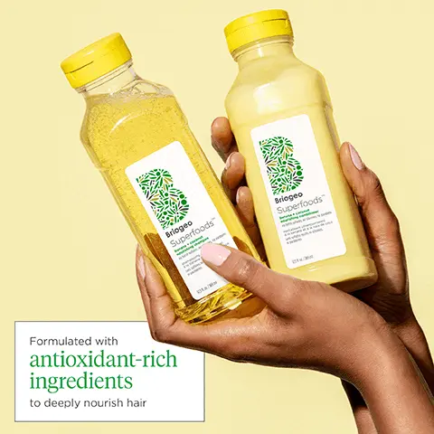 Image 1,formulated with antioxidants rich ingredients to deeply nourish hair Image 2, banana and coconut conditioner, banana and coconut shampoo. Image 3, fruit and veggie powered for shinier healthier hair Image 4, • no silicones sulfates no harsh no parabens no dea no artificial no phthalates 6-freeTM hair care