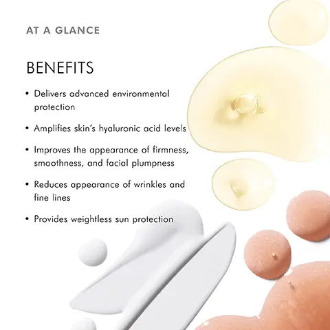 Image 1, AT A GLANCE BENEFITS Delivers advanced environmental protection • Amplifies skin's hyaluronic acid levels Improves the appearance of firmness, smoothness, and facial plumpness • Reduces appearance of wrinkles and fine lines . • Provides weightless sun protection Image 2, travel sized c e ferulic included Image 3, STEP 1 Apply 3-5 drops of C E Ferulic to face, neck and chest STEP 2 Apply 4-6 drops of Hyaluronic Acid Intensifier to face and neck STEP 3 Apply Sheer Physical UV Defense SPF 50 liberally to the face, neck, and chest Image 4, CLINICALLY PROVEN RESULTS 37% Increased firmness 27% Reduction in the appearance of fine lines 36% Reduction in the appearance of wrinkles Pro52-weekly 50 mg 40-40 years old Results of week 20 (USA, 2011) SKINCEUTICALS CE FERULIC® Image 5, CLINICALLY PROVEN RESULTS 30% Increase in hyaluronic acid levels 11% Improvement in firmness 23% Improvement in plumpness 18% Improvement in texture SKINCEUTICALS H.A. INTENSIFIER Image 6, CLINICALLY PROVEN RESULTS 100% MINERAL-BASED PHYSICAL UV FILTERS Broad spectrum UVA/UVB protection that nurtures skin WATER SWEAT RESISTANT Lightweight, non-irritating formula lasts up to 40 minutes 50 SKINCEUTICALS SHEER PHYSICAL UV DEFENSE SUNSCREEN