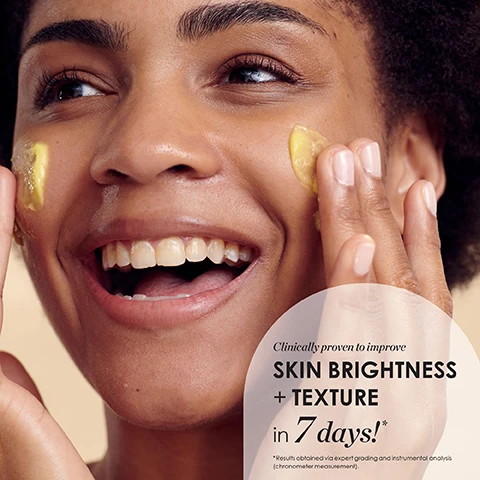 Image 1, clinically proven to improve skin brightness and texture in 7 days. results obtained via expert grading and instrumental analysis. image 2, before and after 24 hours skin looks hydrated, even toned, radiant. image 3, vitamin c (THD ascorbate) helps fight the signs of aging, including dullness, visible loss of firmness, the signs of lines and wrinkles, and the appearance of dark spots and uneven redness. sodium hyaluronate - a powerful humectant blend that attracts and binds water for increased skin hydration. ergothioneine - an amino acid with antioxidant properties, helps to stabilise vitamin c and reduce signs of ageing. image 4, supercharge your radiance and glow without getting weighed down. CEO afterglow pairs beautifully with good genes during the day and luna or A+ in the evening.