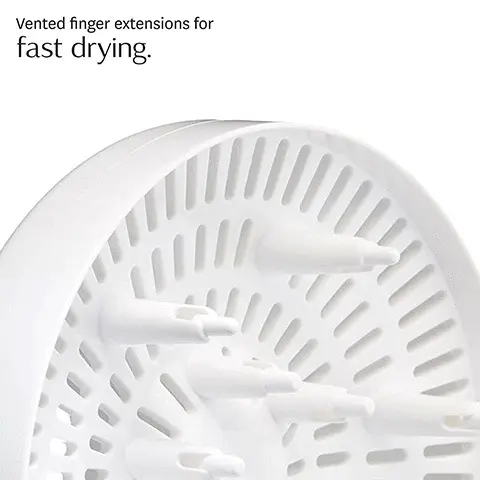 Image 1, vented finger extensions for fast drying. Image 2, before and after. Image 3, even heat distribution for soft and shiny results. Image 4, Compatible with T3 AireLuxe. *Dryer sold separatly.