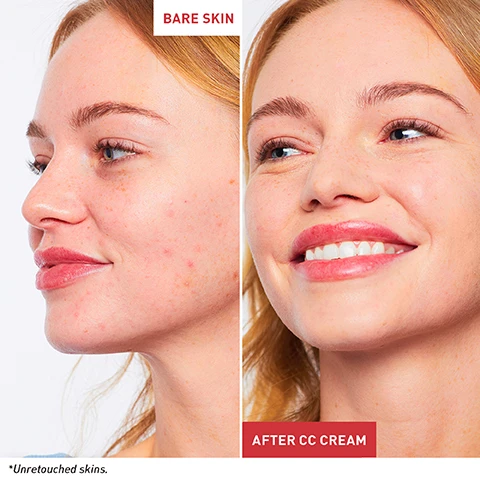 Image 1 - A side-by-side comparison of a womans face showing bare skin with blemishes on the left and the same woman smiling with smooth skin after applying CC cream on the right, with the labels Bare Skin and After CC Cream visible at the top of each image.
Image 2 - A woman is holding a tube of skincare product near her face, set against a soft pink background; the visible text reads SKINCARE-FIRST COLOR CORRECTOR YOUR KOREAN SKINCARE ALTERNATIVE TO FOUNDATION WITH A HEALTHY-LOOKING GLOW FINISH.
Image 3 - A young woman with long black hair holds a tube of CC cream close to her face against a soft pink background, with text that reads A skincare-first color corrector that instantly unifies your complexion and refines skin texture, Encapsulated pigments technology, Visibly blurs imperfections, Light flexible coverage, Luminous finish.
Image 4 - A tube of Erborian CC Crème featuring Centella Asiatica extract is surrounded by green leaves on a gradient pink background, with visible text stating encapsulated pigments, known for its soothing properties, high definition radiance face cream, broad spectrum SPF 25, and to help protect against UV rays.
Image 5 - A tube of Erborian CC Crème with a swatch of the product on a pink background, accompanied by review quotes from four users and a rating of 4.6 out of 5 based on 5,400 reviews.
Image 6 - A silver tube of CC cream with a swirl of cream next to it, set against a gradient pink background, with the text A CC CREAM SOLD EVERY 20 SECONDS WORLDWIDE.
Image 7 - The image shows three rows of female models with varying skin tones and hairstyles, labeled as Clair, Dore, and Caramel from left to right, with each model displaying a neutral expression.