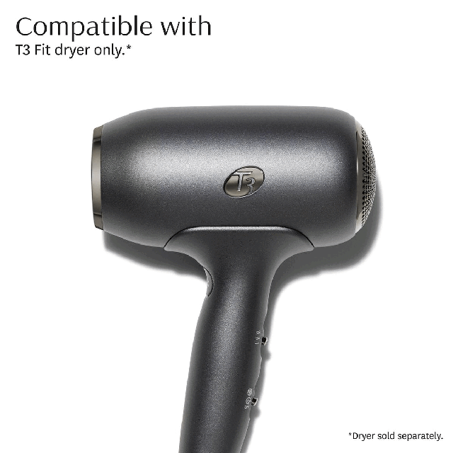 Image 1- Compatible with T3 fit dryer only. Image 2- Ideal for wavy, curly or coily hair. Image 3- Vented finger extensions for fast drying