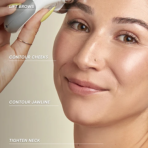 Image 1, lift brows, contour cheeks, contour jawline, tighten neck. image 2, 1 device, results anytime, anywhere. built in skin sensor - ensures consistent microcurrent intensity for all skin types. petite and portable. smart device technology - perfect for on the go lifting. energizing hum - gentle vibration when device is turned on. 3 intensity levels. unlock exclusive treatments - bluetooth enabled to pair with the NuFACE smart app. FDA cleared, clinically proven, aesthetician created. image 3, 1 device, results anytime, anywhere. instant results that build with consistent use: tone = jowls and jawlines. lift brows. contour cheeks, smooth neck and forehead. image 4, results in 5 minutes a day, 5 days a week. 60 day results. 82% said their face looked more toned. 80% said their face looked firmer. 78% saw smoother skin. FDA cleared, clinically proven, aesthetician created. day 1 vs day 60. image 5, results in 5 minutes a day, 5 days a week. 60 day results. 80% said their face looked firmer. FDA cleared, clinically proven, aesthetician created. day 1 vs day 60, lifted and tightened face and jawline. image 6, results in 5 minutes a day, 5 days a week. 60 day results. 80% saw smoother skin. FDA cleared, clinically proven, aesthetician created. day 1 vs day 60, smoother skin. image 7, 1 device, results anytime, anywhere. smooth the neck contour the cheeks, lift the brow.