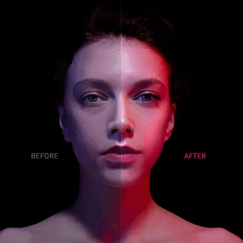 Image 1, before and after model shot. Image 2, Power RF FAQ 101 wavelengths that boost collagen & smooth fine lines for lifted and toned skin Amethyst Red LED - Pulse Light Pulsed LED light that goes deep into the skin to boost collagen production & revive & rejuventate skin Control Buttons Easy manual buttons to control & customize your facial rejuventation treatment T-SonicTM Pulsations Gently massages to boost the skin's radiance Professional Training Unlock PRO-level power after completing training on the FAQ app 60000