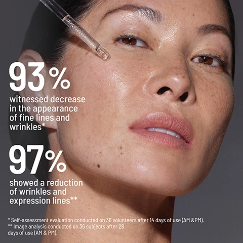 image 1, 93% witnessed decrease in the appearance of fine lines and wrinkles. 97% showed a reduction of wrinkles and expression lines. self assessment evaluation conducted on 36 volunteers after 14 days of use AM and PM. image analysis conducted on 36 subjects after 28 days of use AM and PM. image 2, before and after 28 days of revitalising face serum. image 3, all youth no filler. revitalises and replenishes skin. fills in the appearance of lines and smoothes wrinkles. restores youthful radiance. image 4, paraben free, vegan, synthetic fragrance fee, sulfate free, GMO free, cruelty free, phthalate free. image 5, step 1 = cleanse, step 2 = exfoliate, step 3 = treat, step 4 = moisturise, step 5 = protect. how: release half a dropper into the palm of your hand, gentle massage with upwards movements and enjoy the transforming formula. when: apply in the morning and evening.
