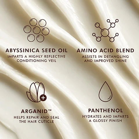 Image 1, ABYSSINICA SEED OIL IMPARTS A HIGHLY REFLECTIVE CONDITIONING VEIL AMINO ACID BLEND ASSISTS IN DETANGLING AND IMPROVED SHINE + ARGANIDTM HELPS REPAIR AND SEAL THE HAIR CUTICLE PANTHENOL HYDRATES AND IMPARTS A GLOSSY FINISH.