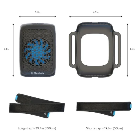 4.4 in 3.1 in 4.3 in Therabody Menevery Therm Cube Long strap is 39.4in (100cm) Short strap is 19.6in (50cm) 4.6 in