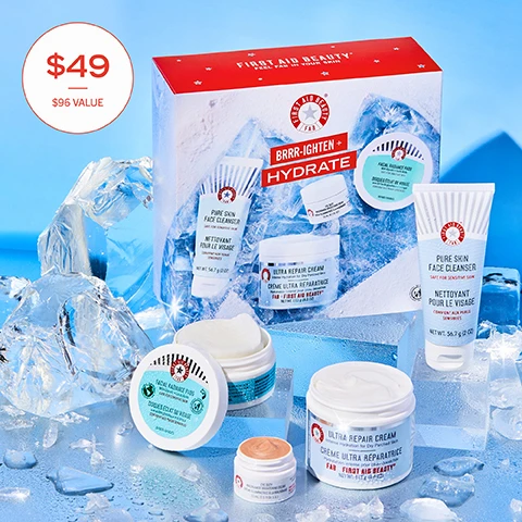Image 1, $49 - $96 value. image 2, sensitive skin friendly essentials. image 3, pure skin face cleanser - help remove makeup, dirt and impurities. facial radiance pads - gentle daily exfoliation. ultra repair cream - relieve dry distressed skin. niacinamide brightening cream - gives an instant glow and hydrates under eyes. safe for sensitive skin.