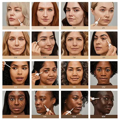 Image 1,1W 2N 3W 4N 5W 6N 7W 8N 9W 10N 11N 12W 13W 14N 15W 16W Image 2,DEEPER DEEP DARK MEDIUM MEDIUM TO DARK LIGHT TO MEDIUM LIGHT FAIR Match and more PUREPRESSED® BASE MINERAL FOUNDATION SHADE PUREMATCH CONCEAL SHADE PUREMATCH BRIGHTEN SHADE PUREMATCH DEFINE SHADE Ivory, Bisque, 1W 2N 3W 1W 9W 10N Light Beige Light Beige, 4N 5W 2N 3W 9W Radiant, Warm Silk Natural, Amber, 6N 7W 3W 4N 5W 9W 11N Warm Sienna, Satin Suntan, Honey Bronze, 8N 9W 7W 8N 14N Golden Glow, Sweet Honey Latte, Teakwood, 10N 9W 15W Riviera, Golden Tan Caramel, 12W 13 W 11N 16W Autumn, Fawn Cognac, Warm Brown, Velvet Bittersweet, Mahogany, Cocoa 14N 13 W 15W 16W 13 W Image 3,Why you'll love it skin-nurturing formula easy-to-use applicator skin-tone-based coverage Image 4,Proprietary blend of oils & waxes protects skin and prevents transepidermal water loss Prickly pear soothes, softens, protects and delivers hydration Indian dammar conditions skin and supports skin elasticity Image 5, Find your concealer O PURE MATCH LIQUID CONCEALER ENLIGHTEN PLUSTM UNDER-EYE CONCEALER, SPF 20/30 ENLIGHTEN CONCEALERTM CORRECTIVE COLORS CIRCLE DELETE® CONCEALER ACTIVE LIGHT® UNDER-EYE CONCEALER Moderate Blemishes, Very Dark Discoloration, Uneven Skin Tone Under-eye Circles, Hyperpigmentation Very Dark Under-eye Circles, Hyperpigmentation Bruising, Various Discoloration Under-eye Under-eye Circles, Fine Lines Dullness, Puffiness & Wrinkles BENEFITS SHADES FINISH FORMULA COVERAGE SKIN CONCERN Medium Full Medium-to-Full Full Medium Light Buildable Liquid Silky Creamy Creamy Creamy Mousse Soft Matte Satin Dewy Satin Dewy Luminous 5 2 16 6 4 Softens, Smooths Brightens, Depuffs, Antiaging, SPF Visibly Lightens Discoloration Post-Procedure Coverage Hydrates, Softens Fine Lines Brightens, Depuffs
