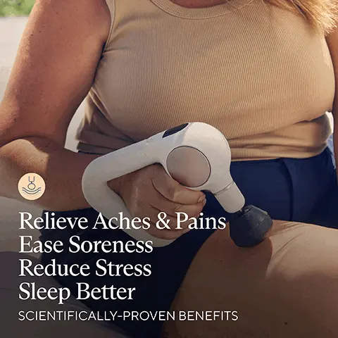 Image 1, relieve aches and pains ease soreness reduce stress sleep better scientifically proven benefits. Image 2, relieve aches and pains with fast and effective massage therapy. Image 3, reduces stress and sleep better with massage therapy combined with calming breathwork. Image 3, personalised insights via built in biometric sensor with on device heart rate readings. Image 4, enhance relaxtion and reduce stress by syncing with theramind sound therapy exclusively in the therabody app. Image 5, comfortably reach anywhere on your body with a patented ergonomic grip. Image 6, dampener for tender or sensitive areas, thumb for the lower back and trigger point therapy, micro point increase circulation and stimulate recovery standard ball for all over body massage, target different areas with 4 scientific ally designed massage attachments. Image 7, your partner for mind and body wellness get maxiumum benefits based on your unique needs via guided routines in the therabody app