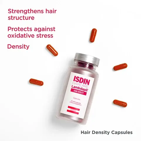 Image 1, strengthens hair structure. protects against oxidative stress. density. hair density capsules. image 2, taurine helps strengthen fragile hair. zinc contributes to protein synthesis. d-biotin improves hair quality. image 3, take 2 capsules daily with breakfast for a minimum of 3 months. hair density capsules. image 4, belen g gave it 4 stars - excellent product i have seen significant difference since starting. image 4, boost volume and recapture vitality with our range designed to promote stronger, healthier hair. image 5, join the loveisdin community. 1 = scan the QR code. 2 = earn points. 3 = enjoy rewards. join the loveisdin community. unique code guarantees quality and authenticity.