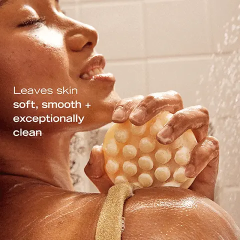 Image 1, leaves skin soft smooth and exceptionally clean. Image 2, safe for all skin types even sensitive and fragrance free. Image 3, formulated with oatmeal, shea butter and squalene. Image 4, lathers luxuriously without residue
