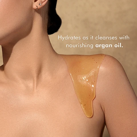 Image 1, hydrates as it cleanses with nourishing argan oil. image 2, argan oil - helps hydrate and nourish the skin. glycerin - helps increase skins elasticity. image 3, peta approved cruelty free. image 4, fragranced with new dahlia rouge. dahlia petals. petal tuberose. sandalwood.