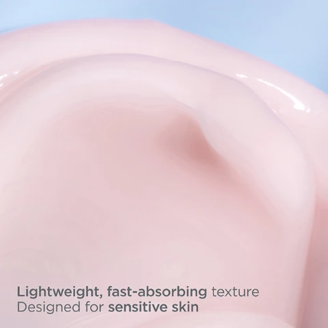 Image 1, lightweight, fast absorbing texture designed for sensitive skin. image 2, apply morning and night onto clean dry skin massaging into face and neck until completely absorbed. hyaluronic moisture sensitive skin.