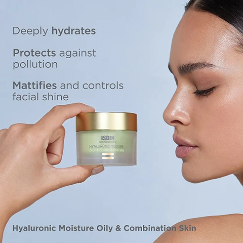 Image 1, deeply hydrates, protects against pollution, mattifies and controls facial shine. image 2, clinical results showed +57% hydration in 2 hours. after 4 weeks of twice daily use, users stated 87% skin was less shiny, 87% skin was mattified, 81% skin was shine free all day long. image 3, 82% of ingredients of natural origin. image 4, lightweight, fast absorbing texture designed for oily and combination skin. image 5, matte complex helps reduce shine. multi protection complex defends against pollution and oxidative stressors. image 6, apply morning and night onto clean dry skin massaging into face and neck until completely absorbed. image 7, sustainable eco-refill available. image 8, join the loveisdin community. scan the QR code, earn points, earn rewards, unique code guarantees quality and authenticity.