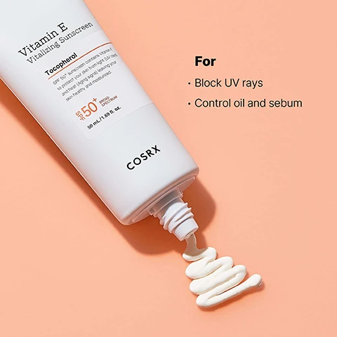 Image 1, for = block UV rays. control oil and sebum. image 2, tocopherol (vitamin e) for reducing free radicals, visible sign of aging and skin damage. image 3, suitable for all skin types, no white cast