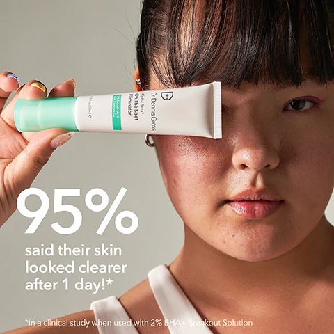 Image 1, 95% said their skin looked clearer after 1 day. in a clinical study when used with 2% BHA plus breakout solution. image 2, day 3 vs after 7 days. clinically proven to reduce number of acne spots. image 3, stop stubborn pimples and prevent new ones from forming. image 4, key ingredients - 3 active acids = azelaic amino acid, salicylic acid, glycolic acid to gently exfoliate, flatten pimples, reduce appearance of pores and inflammation. green tea helps reduce redness. centella asiatica helps soothe and protect. bisabolol helps soothe and protect. mushroom extract - brightening and moisturising. image 5, it's complicated leave acne to the expert. image 6, before and after 7 days. clinically proven to improve blackheads. image 7, 85% said breakouts improved after 3 days. smooths texture, calms redness, minimises pores, hydrates. stops stubborn pimples, prevents new ones from forming, in a clinical study when used together