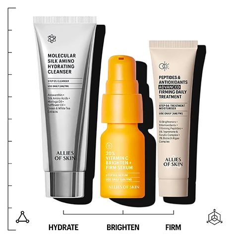 image 1, hydrate, brighten and firm. image 2, clinically tested, proven efficacy. day 1 vs day 59