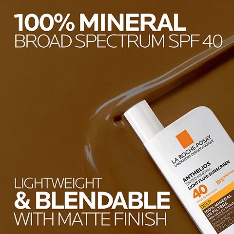 Image 1, 100% mineral broad spectrum SPF 40. lightweight and blendable with matte finish. image 2, 100% mineral broad spectrum SPF 40. blendable tint leaving healthy glow. cell-ox shield technology UVA/UVB protection and antioxidants. image 3, key dermatological ingredients. cell-ox shield technology - UVA/UVB protection and antioxidants - photostable UVA/UVB filters and powerful antioxidant protection. broad spectrum SPF 40 100% mineral filters - titanium dioxide 17%. iron oxides mineral pigments - provide the tint in tinted sunscreen. image 4, deep, medium deep, medium and tinted. image 5, 1 = apply generously 15 minutes before sun exposure. 2 reapply at least every 2 hours.