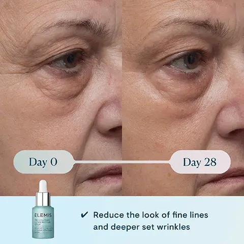 Image 1, Day O ELEMIS Day 28 ✔Reduce the look of fine lines and deeper set wrinkles Image 2, Targets the effects of collagen decline on the skin Firms Re-Densifies Volumizes Smooths Lines & Wrinkles Image 3, Clinically Proven in 4 Days: Up to 46% firmer skin' Reduce fine lines and wrinkles** in 14 Days: Boosts elasticity' in 4 Weeks: +42% skin density improvement' Fuller and more voluminous looking skin" "Independent Clinical Trials 2004. Results based on 30 people over 4 weeks. "Independent User Trials 2023, based on 113 people over 4 weeks. "Refers to forehead wrinkles Image 4, Maximizing Results, Minimizing Waste 100% RECYCLABLE BOTTLE Innovative packaging design to help you get every last drop! Image 5, ELEMIS PRO-COLLAGEN FUTURE RESTORE SERUM Advanced firming complex Compra vance ELEMIS PRO-COLLAGEN MARINE CREAM Hydrating day cream Step 1: Treat and Firm Step 2: Smooth and Hydrate