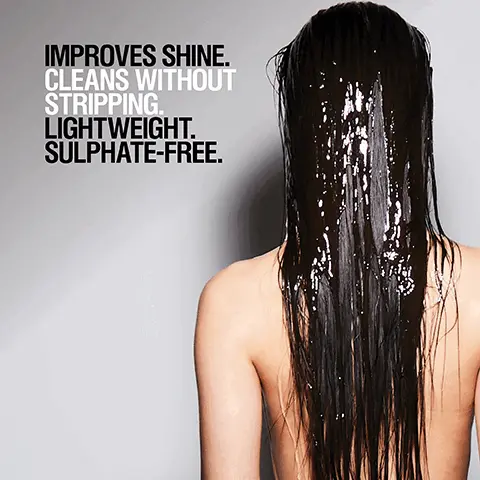 Image 1, IMPROVES SHINE. CLEANS WITHOUT STRIPPING. LIGHTWEIGHT. SULPHATE-FREE. Image 2, HOW TO USE Activate by rubbing a small amount in hands with a little water. Massage through wet hair, working from root to tip. Rinse. อาเอ C Image 3, MY HAIR FEELS THE HEALTHIEST + SOFTEST, AND SMELLS SO EARTHY AND FRESH. MY HAIR IS LONG AND THIS SHAMPOO AND CONDITIONER DOESN'T WEIGH IT DOWN. HIGHLY RECOMMEND. - ANONYMOUS Image 4, LUXURIOUS GEL. LIGHTWEIGHT LATHER.