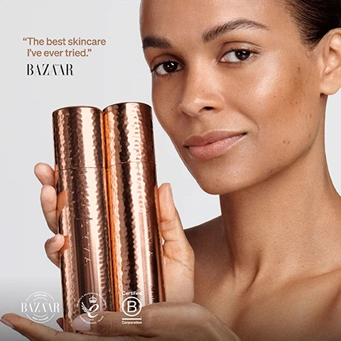 Image 1 - A woman with a smooth complexion holds two rose gold skincare bottles, with the text “The best skincare I’ve ever tried.” and “BAZAAR” visible above her.
Image 2 - A woman with long brown hair holds two copper-colored skincare products, looking directly at the camera, with text that reads The power to nourish your skin starts now Empower your skin with LYMAs powerful, active Serum and Cream. Skin doesnt just look younger. It is younger TRANSFORMS Elasticity Wrinkles Redness Hydration Firmness.
Image 3 - A woman with medium skin tone is applying a cream to her cheek, and the image features text on the left that highlights three key points about LYMA Skincare: a scientific breakthrough in nourishing the skin, support for mechanisms of skin aging with 80% active ingredients, and engineering by geneticists for a new approach to skin support.
Image 4 - Before and after images showing facial skin assessment results from LYMA Skincare clinical trials, with yellow dots indicating measurements, accompanied by text stating No promises. Just proof. LYMA Skincare clinical trials prove transformational results from just 30 days. Doctor led trial conducted, using VISIA Facial Assessment Report and 3 year age reduction, 73% improvement in pigmentation, 67% reduction in wrinkles.
Image 5 - Before and after images of a woman showcasing skincare results, with No promises. Just proof and LYMA Skincare clinical trials, prove transformational results in just 30 days as visible text.
Image 6 - A man in a lab coat looks through a microscope with focused concentration; text on the bottom reads This is a revolution in skincare. The results are extraordinary. Dr Graeme E Glass, Craniofacial and Plastic Surgeon, Associate Professor of Clinical Surgery, LYMA Aesthetic Director.
Image 7 - A collection of LYMA Skincare products, including two rose gold bottles and a card, is displayed on a neutral background, with the text LYMA Skincare and Engineered to maximise the power of the LYMA Laser. Dont just care for your skin. Empower it.