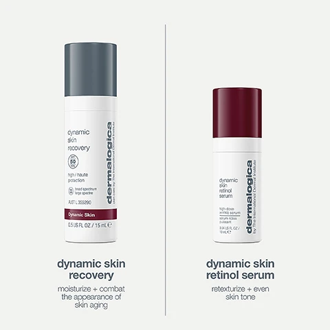 Image 1, dynamic skin recovery - moisturise and combat the appearance of skin aging. dynamic skin retinol serum - retexturise and even skin tone. image 2, clinically proven to reduce the look of wrinkles within 8 weeks. image 3, clinically proven to reduce the look of wrinkles within 8 weeks.
