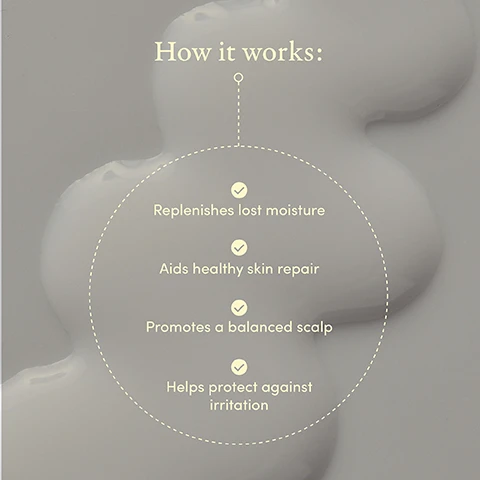 Image 1, how it works - replenishes lost moisture, aids healthy skin repair. promotes a balanced scalp. helps protect against irritation. image 2, jackfruit - a powerhouse of antioxidants and vitamins, renowned for its rejuvenating properties. olive leaf extract - an antioxidant rich natural emollient with antimicrobial benefits. pre and post biotics - advanced skin microbiome regulators that support optimal skin health. glycerin - helps the skin retain moisture and strengthens the skin's natural protective barrier. image 3, hydrates and protects. image 4, sage for colour treated hair, dermatologist tested, 100% vegan, leaping bunny certified, made in the USA.