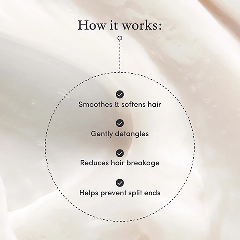Image 1, how it works - soothes and softens hair, gently detangles, reduces hair breakage, helps prevent split ends. image 2, green tea extract - anti aging ingredient that helps support healthy hair growth. probiotics - helps promote a balanced and healthy scalp micriobiome. colloidal oatmeal - soothes dry scalp. while restoring the skin's natural moisture barrier. pataua oil - strengthens damaged hair and helps repair split ends. image 3, as featured in - vogue, the new york times, instyle, elle, allure, refinery 29, GQ, today. image 4, safe for colour treated hair, dermatologist tested, 100% vegan, leaping bunny certified, made in the USA, best conditioner for dry, itchy scalp - SHAPE.