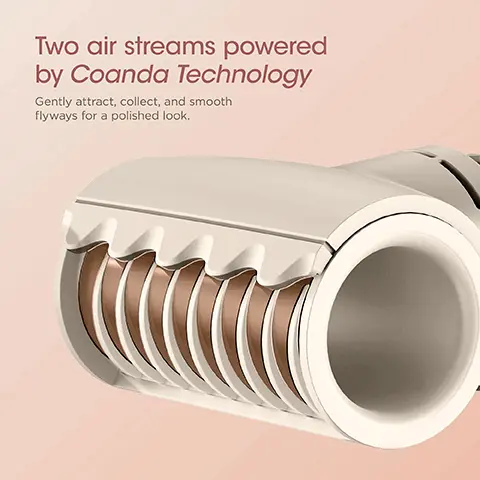 Image 1 - Image of a hair styling tool showing two air streams and a section cutaway demonstrating Coanda Technology; visible text includes Two air streams powered by Coanda Technology Gently attract, collect, and smooth flyaways for a polished look.
Image 2 - A woman with long, dark hair is demonstrating a hair styling tool, showcasing smooth, shiny hair, with visible text stating FrizzFighter Finishing Tool Instantly smooth frizz and flyaways and unlock the ultimate high-shine finish. Dryer sold separately.
Image 3 - A woman is shown in two side-by-side images, with the left labeled Pre-styling showing her with frizzy hair and the right labeled Post-styling showing her with straight, sleek hair.
Image 4 - A woman with curly hair wearing a beige top is shown on the left labeled Pre-styling, and on the right, she has sleek, straightened hair with the label Post-styling.
Image 5 - A smiling woman with long black hair holds a hair dryer near her hair against a light beige background. Visible text includes Dryer sold separately.
Image 6 - An image of the Shark FrizzFighter Finishing Tool showing a sleek design with a white and metallic silver finish, featuring a cylindrical grip with ridges, accompanied by text that reads FrizzFighter Finishing Tool Compatible only with the Shark FlexStyle Air Styling and Drying System.