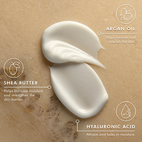 Image 3 - A creamy white substance is spread on a light-colored surface, with labels next to it describing the benefits of ingredients: Argan oil helps hydrate and nourish the skin, Shea butter helps increase moisture and strengthen the skin barrier, and Hyaluronic acid attracts and locks in moisture.
Image 5 - A vibrant arrangement of clementines, neroli flowers, and fresh ginger is set against a backdrop of rolling green hills and orange groves, with the text FRAGRANCED WITH NEW SOLEIL DE TANGER, CLEMENTINE, NEROLI FLOWER, and FRESH GINGER.
Image 8 - A close-up of a hand resting on a smooth, tanned leg against a beige background, with a PETA Approved Cruelty-Free logo in the bottom right corner.
Image 9 - A close-up image of a shoulder with a hand resting on it, showcasing smooth, glowing skin and neatly manicured nails, with the text PETA APPROVED and a heart logo in the top left corner, and the words Cruelty-Free below it.
Image 13 - Image shows a bottle of hand wash and a tube of hand cream on a textured beige surface, with the text A DUO FOR SOFT, SUPPLE HANDS Both infused with argan oil and hyaluronic acid to help hydrate skin and reduce the appearance of fine, dry lines. HAND WASH and HAND CREAM displayed next to the respective products.
Image 15 - A colorful layout displaying various fragrance names and their notes, including Fragrance Originaile with Amber, Magnolia, Woods; Ambiance de Plage with Gardenia Petals, Shredded Coconut, Pineapple; Bergamote Fraîche with Italian Bergamot, Peppermint, Lemon Oil; Dahlia Rouge with Dahlia Petals, Pearl Tuberos; Spa du Maroc with Zanzibar Clove, Black Currant Absolute, Wild Patchouli; Ambre Noir with Coastal Amber, Egyptian Geranium, White Cardamom; Oud Minéral with Mediterranean Sea Salt, Charred Cedarwood, Petitgrain; and Soleil de Tanger with Clementine, Fresh Ginger, Neroli Flower.