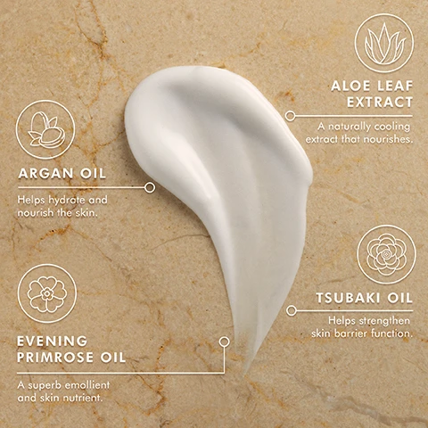 Image 2 - A creamy white skincare product is swirled on a light textured surface, featuring labeled descriptions for Aloe Leaf Extract, Argan Oil, Evening Primrose Oil, and Tsubaki Oil with their benefits.
Image 4 - A vibrant arrangement of clementines, ginger, and neroli flowers displayed in front of a scenic landscape of orange orchards, with the text FRAGRANCED WITH NEW SOLEIL DE TANGER, CLEMENTINE, NEROLI FLOWER, and FRESH GINGER.
Image 5 - A close-up of a hand resting on a smooth, tanned leg against a neutral background, with the words PETA APPROVED and Cruelty-Free displayed in the bottom right corner.
Image 6 - A close-up of a persons shoulder and hand, showcasing smooth, glowing skin with neatly manicured natural nails, accompanied by a PETA Approved logo that indicates cruelty-free status.
Image 11 - A colorful array of fragrance names with corresponding scent ingredients, including Fragrance Originale with Amber, Magnolia, Woods; Ambiance de Plage with Gardenia Petals, Shredded Coconut, Pineapple; Bergamote Fraîche with Italian Bergamot, Peppermint, Lemon Oil; Dahlia Rouge with Dahlia Petals, Pearl Tuberos, Sandalwood; Spa du Maroc with Zanzibar Clove, Black Currant Absolute, Wild Patchouli; Ambre Noir with Coastal Amber, Egyptian Geranium, White Cardamom; Oud Minéral with Mediterranean Sea Salt, Charred Cedarwood, Petitgrain; and Soleil de Tanger with Clementine, Fresh Ginger, Neroli Flower.