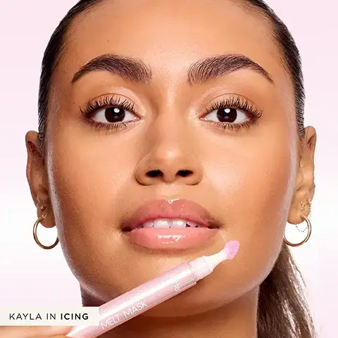 Image 1 - A woman with a smooth complexion and glossy lips holds a pink beauty product close to her face, featuring the text KAYLA IN ICING and MELT MASK on the packaging.
Image 2 - Close-up of a pair of lips with a glossy finish, along with the text 100% SAID lips feel baby soft, conditioned, hydrated & smoother* based on a consumer panel study of 33 subjects, and CHANDLER IN DRIZZLE at the bottom.
Image 3 - Image of a close-up of a persons lips with a lip scoop applicator featuring pink bristles hovering above and text saying custom curved lip scoop.
Image 4 - Three cosmetic applicators with pink-tipped bristles are partially submerged in a thick, golden caramel-like substance, with the word Caramel displayed above in a playful font.
Image 5 - The image showcases a grid of six lip products, each with a model displaying the corresponding lip finish, with product descriptions including finish and coverage details: Balm - finish gloss-balm, coverage light, what it does hydrates; Plump - finish glossy, coverage buildable, what it does plumps; Shimmer Glass - finish shimmer, coverage buildable, what it does plumps; Vinyl - finish wet shine, coverage sheer, full & shimmer, what it does shines; Plumping Oil - finish juicy, shimmer, coverage light, what it does conditions; Melt Mask - finish glossy, coverage light, what it does hydrates.
Image 6 - Image of three tubes of Tarte Maracuja Juicy Melt Mask with applicators, placed in front of passion fruit, with visible text stating 87% LIP-LOVING INGREDIENTS smooth, nourish & hydrate.
Image 7 - A woman with long red hair and a purple shirt smiles while holding a bowl of cut maracuja fruits, next to another woman in a patterned shirt who is also smiling, with trees and water in the background; visible text reads EACH PRODUCT LIFTS UP THE WOMEN WHO SUSTAINABLY HARVEST MARACUJA IN AN ALL-FEMALE COOPERATIVE. Image 8 - A close-up image of two lips showing before and after application, with bold text stating 100% said my lips look smoother & less chapped, accompanied by a note about a consumer panel study of 33 subjects, and a label reading Shea in Drizzle.